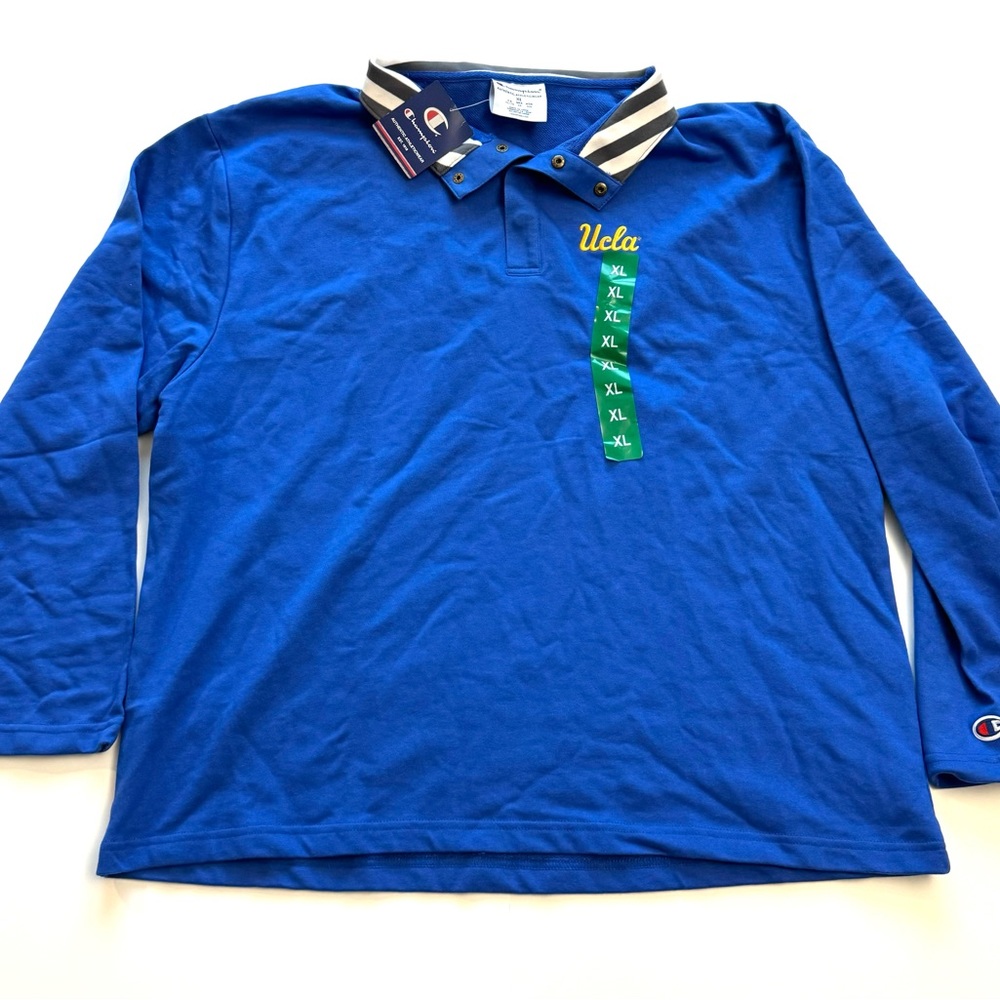 New UCLA Bruins Champion Men’s 1/4 Snap Henley Sweater Blue Men’s XL NWT